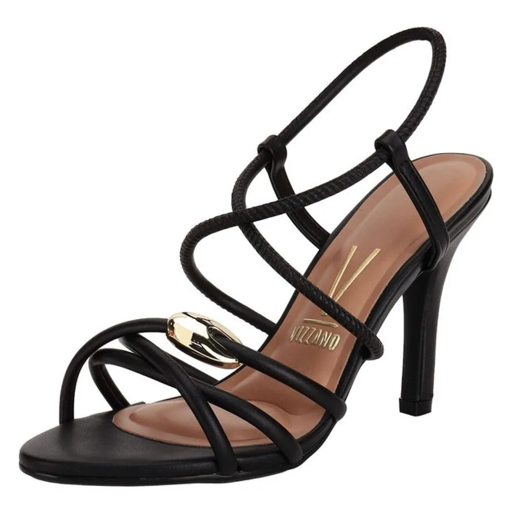 Sandália Feminina Salto Fino Vizzano 62491014 PRETO 34