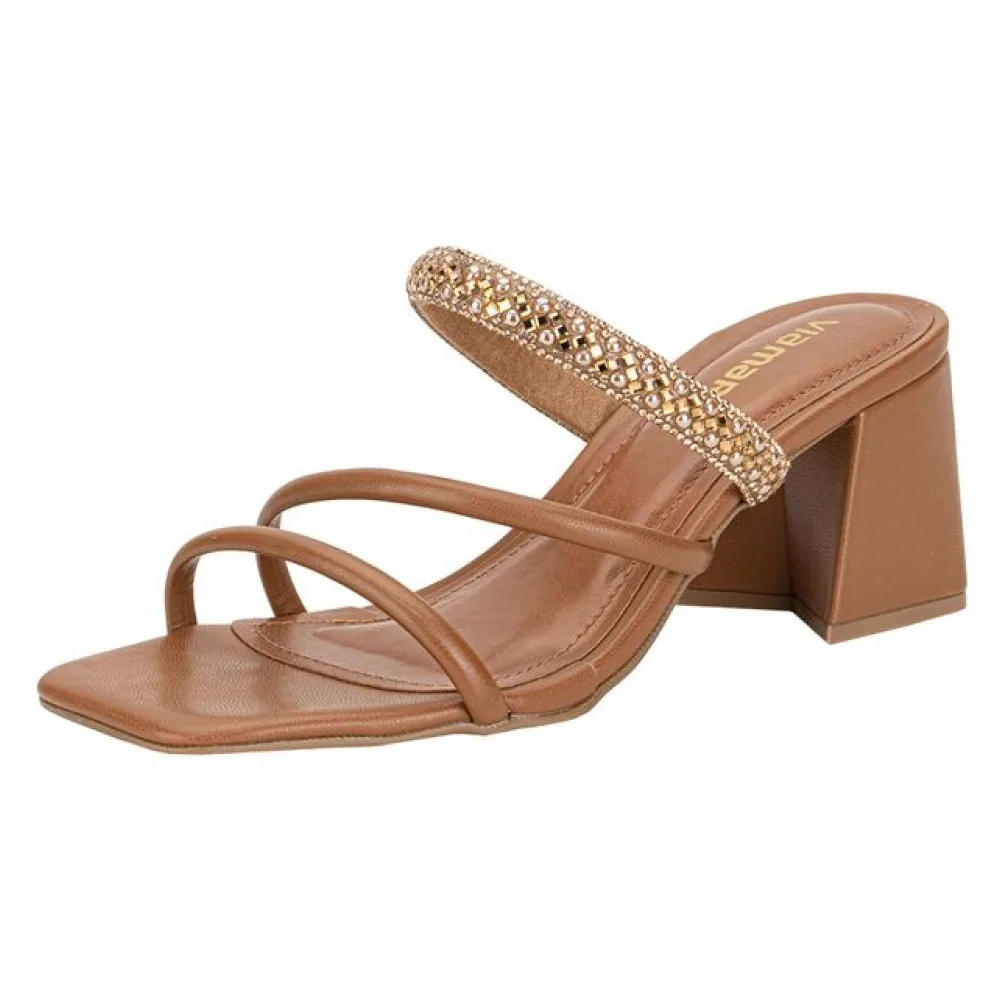 Tamanco Feminino Salto Grosso Via Marte 100021 CARAMELO 34