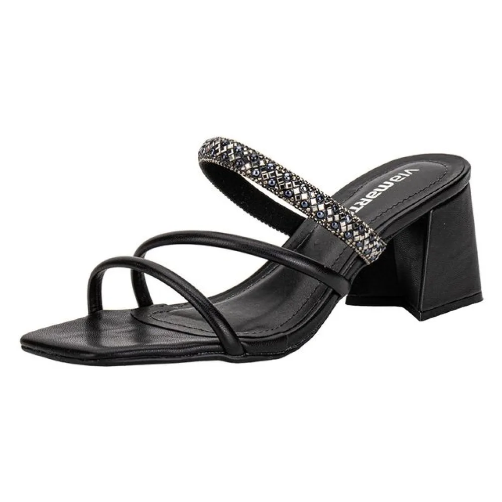 Tamanco Feminino Salto Grosso Via Marte 100021 PRETO 34