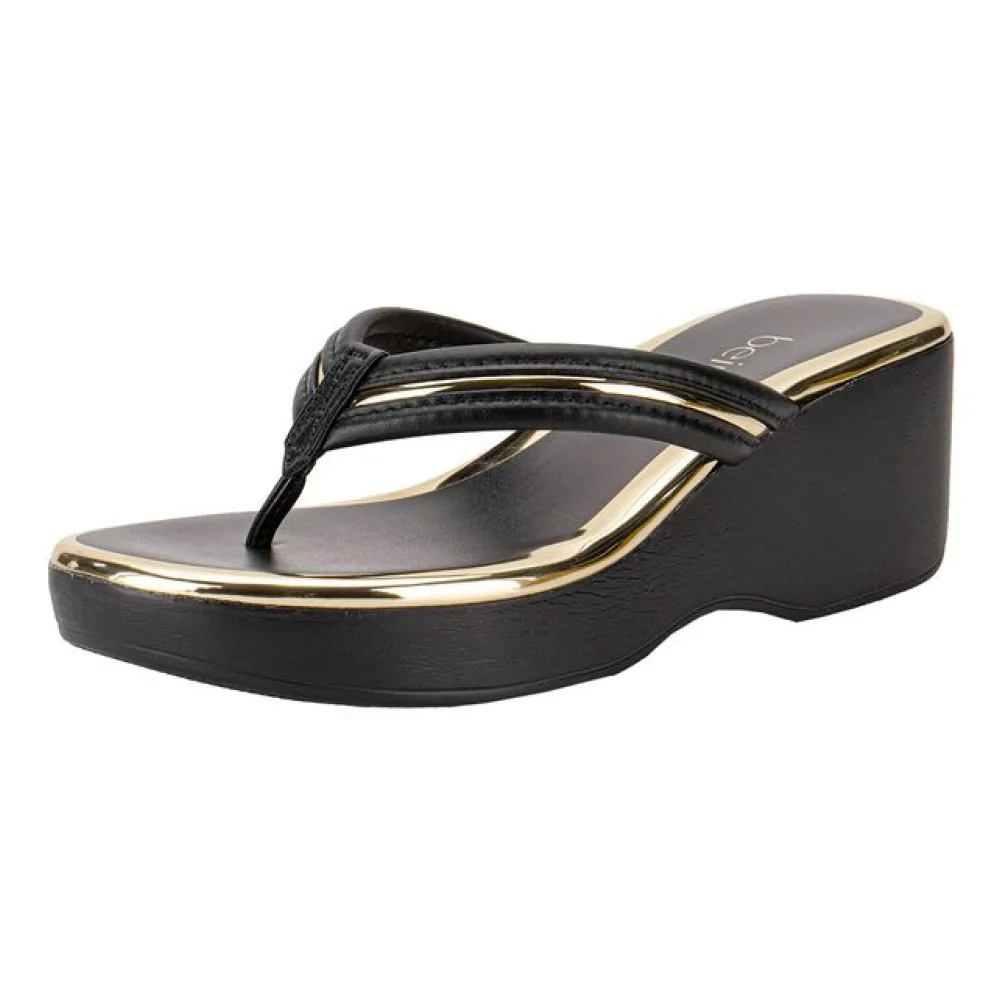 Tamanco Feminino Salto Médio Beira Rio - 8455305 PRETO/DOURADO 38