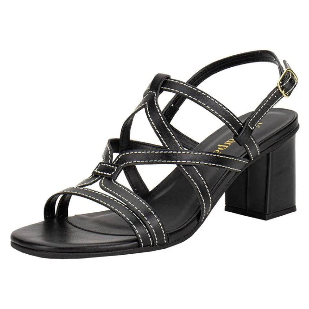 Sandália Feminina Salto Grosso Via Scarpa 176519145 PRETO 37