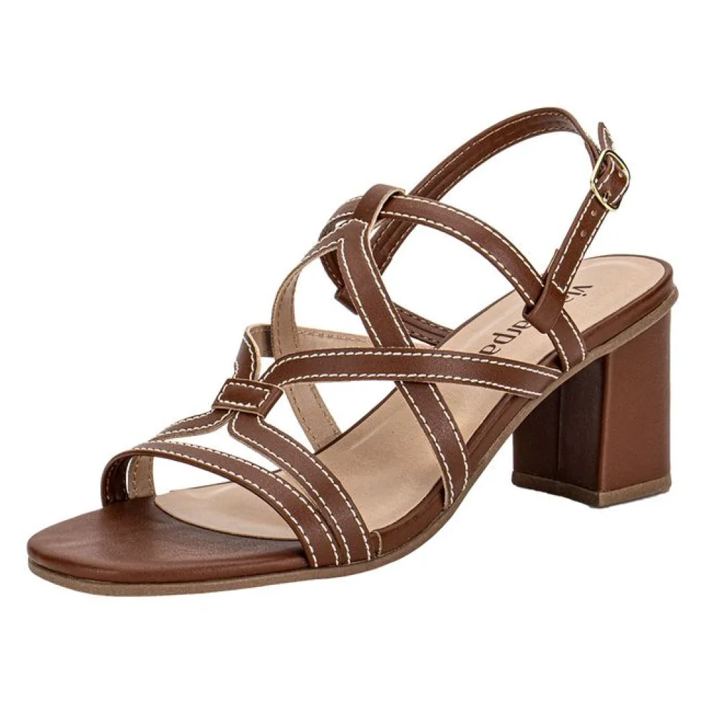 Sandália Feminina Salto Grosso Via Scarpa 176519145 CAMEL 36