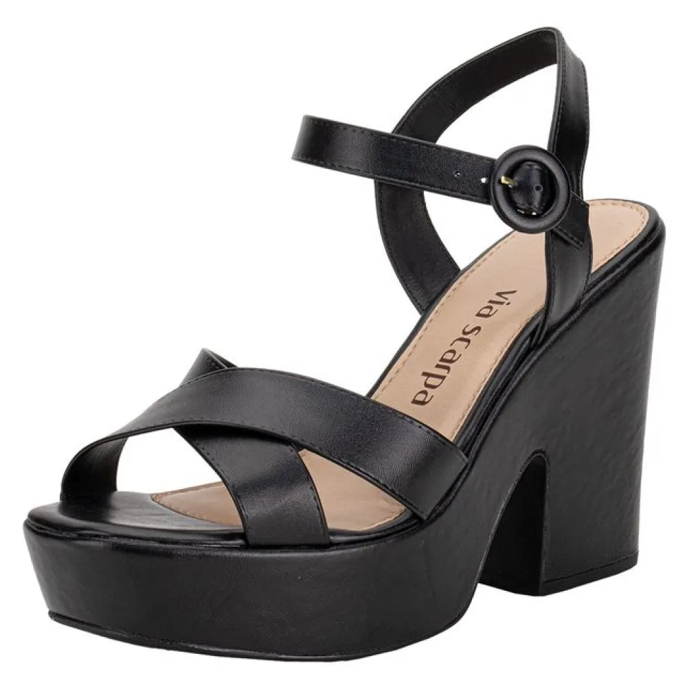Sandália Feminina Meia Pata Via Scarpa 131012723 PRETO 37