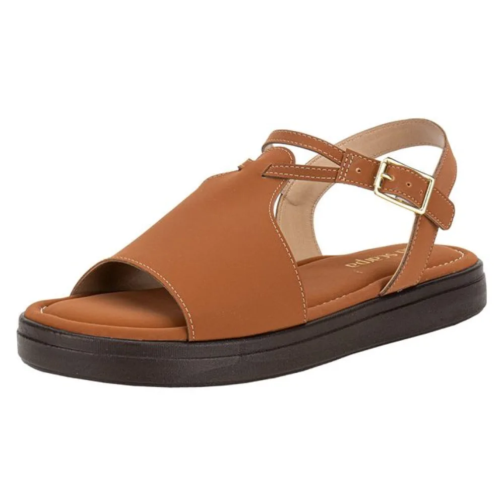 Sandália Feminina Flat Via Scarpa 173718710 CARAMELO 34