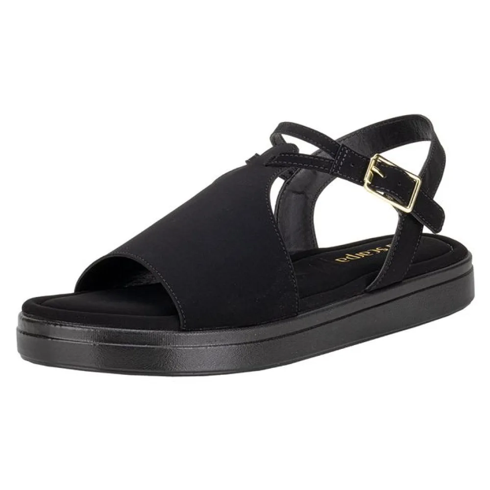Sandália Feminina Flat Via Scarpa 173718710 PRETO/NOBUCK 34