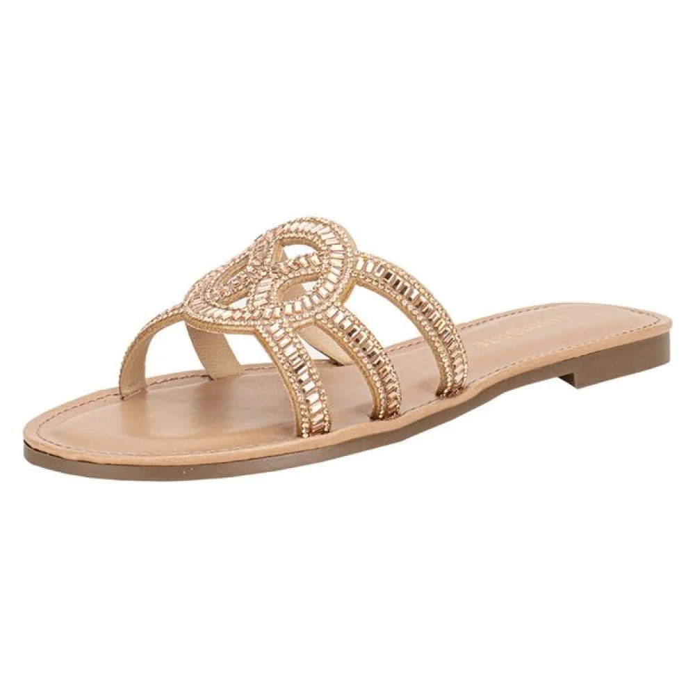 Tamanco Feminino Flat Via Marte 308003 OURO/ROSADO 34