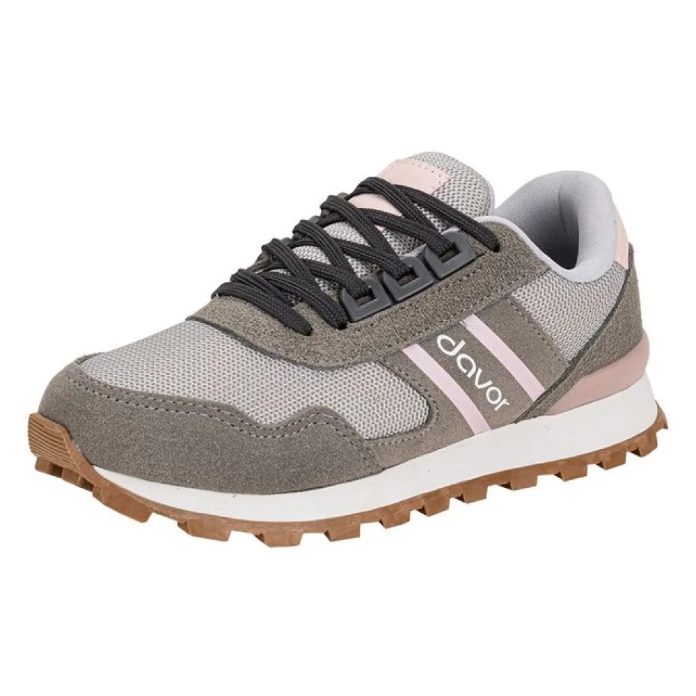 Tênis Feminino Casual Davor DVR-12 CINZA/ROSA 36