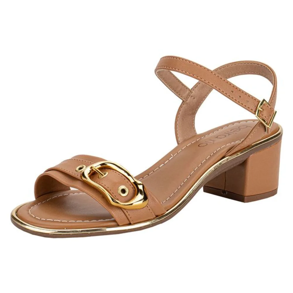 Sandália Feminina Salto Grosso Beira Rio 8379258 CAMEL 34