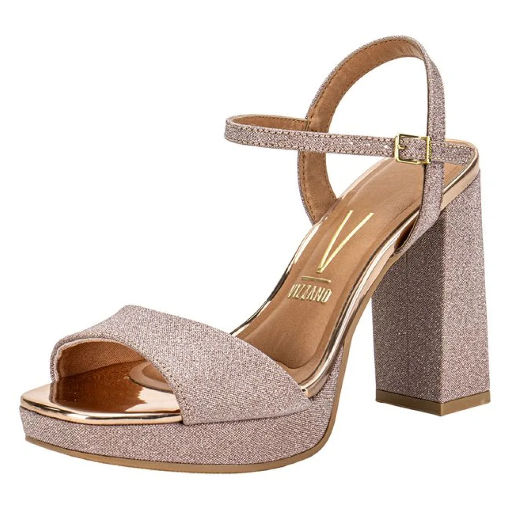 Sandália Feminina Meia Pata Vizzano 6551100 OURO/ROSADO 34