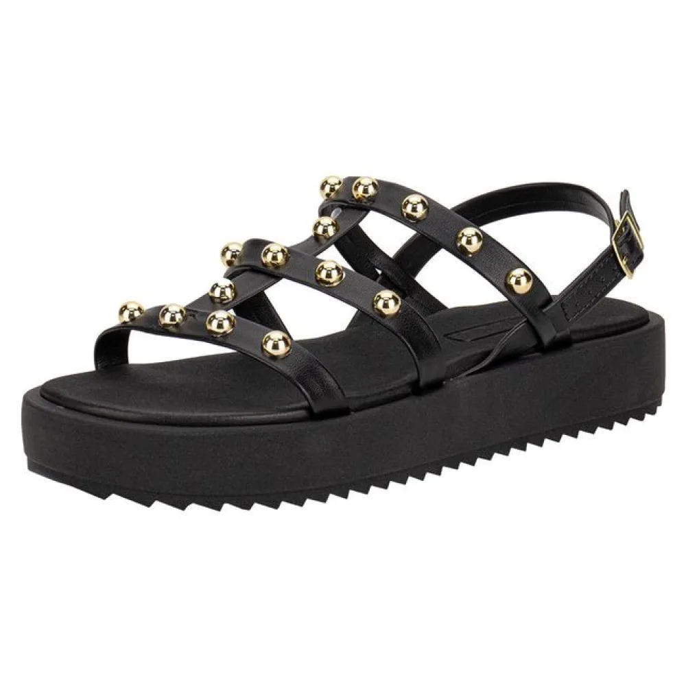 Sandália Feminina Flat Moleca 5489119 PRETO 34
