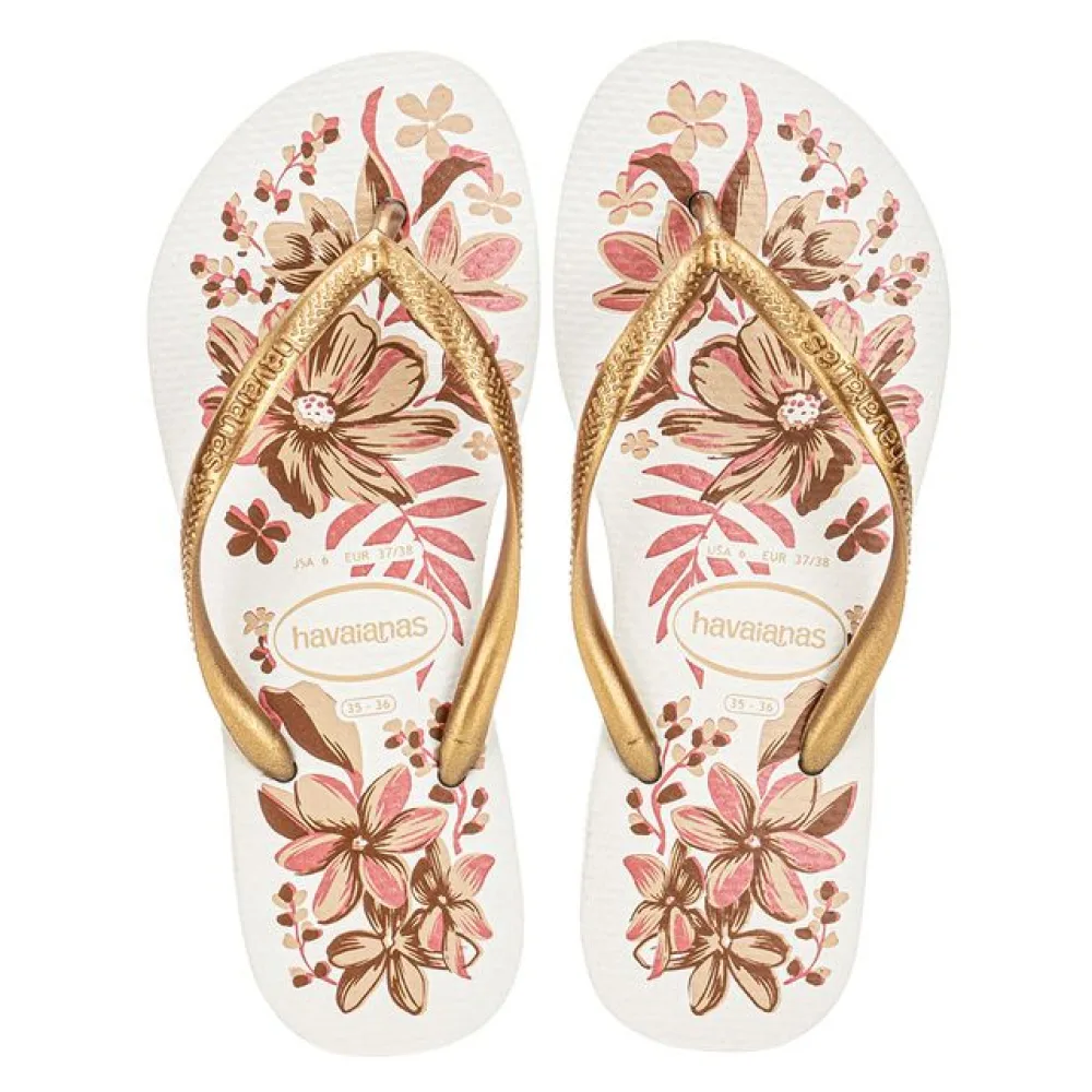 Chinelo Feminino Slim Organic Havaianas 4132823 BRANCO/DOURADO 33/34