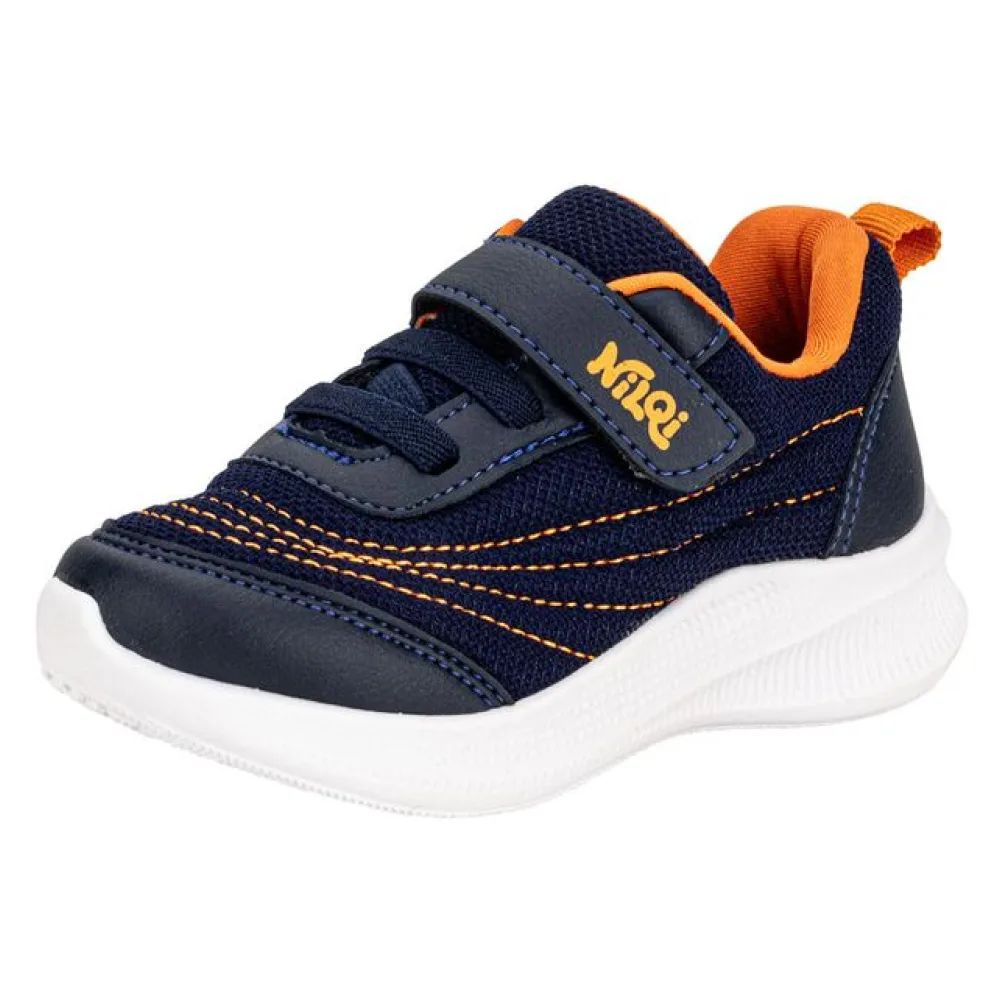 Tênis Infantil Masculino NilQi 23301 AZUL/LARANJA 22