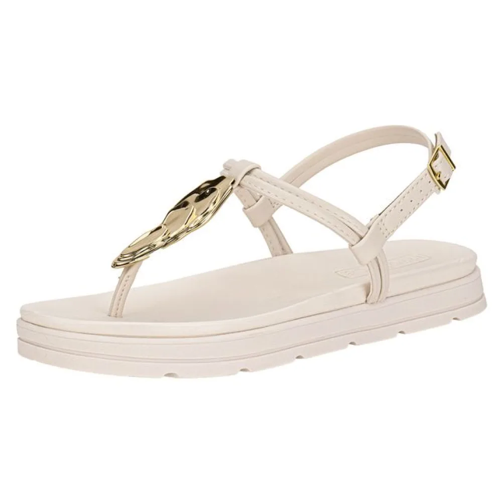 Sandália Feminina Flat Moleca 5490122 BRANCO/OFF 34