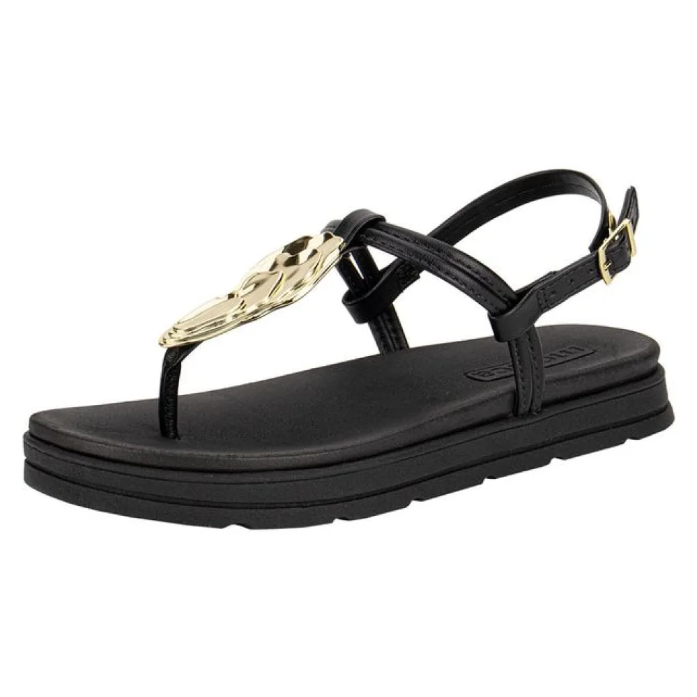 Sandália Feminina Flat Moleca 5490122 PRETO 34