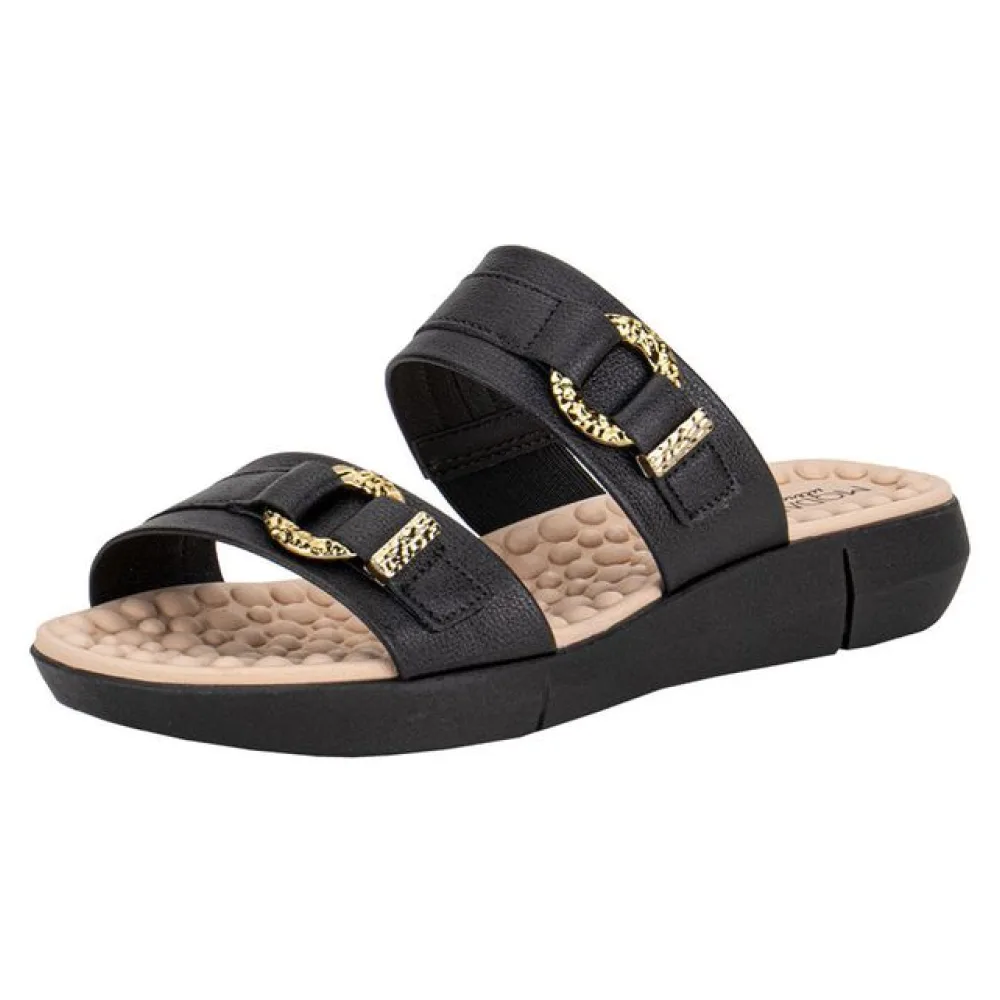 Tamanco Feminino Flat Modare 7142142 PRETO/BEGE 34