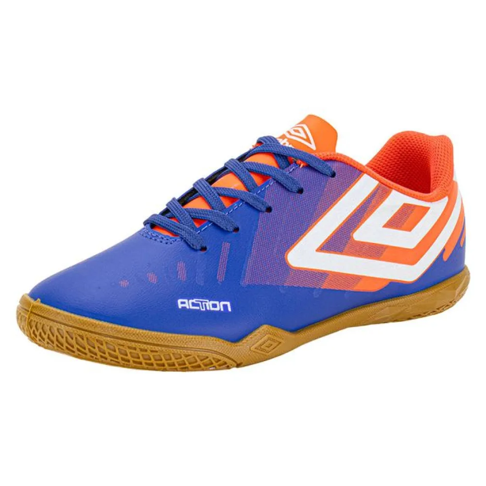 Chuteira Infantil Indoor Action Jr Umbro U07FB00285 AZUL/LARANJA 32