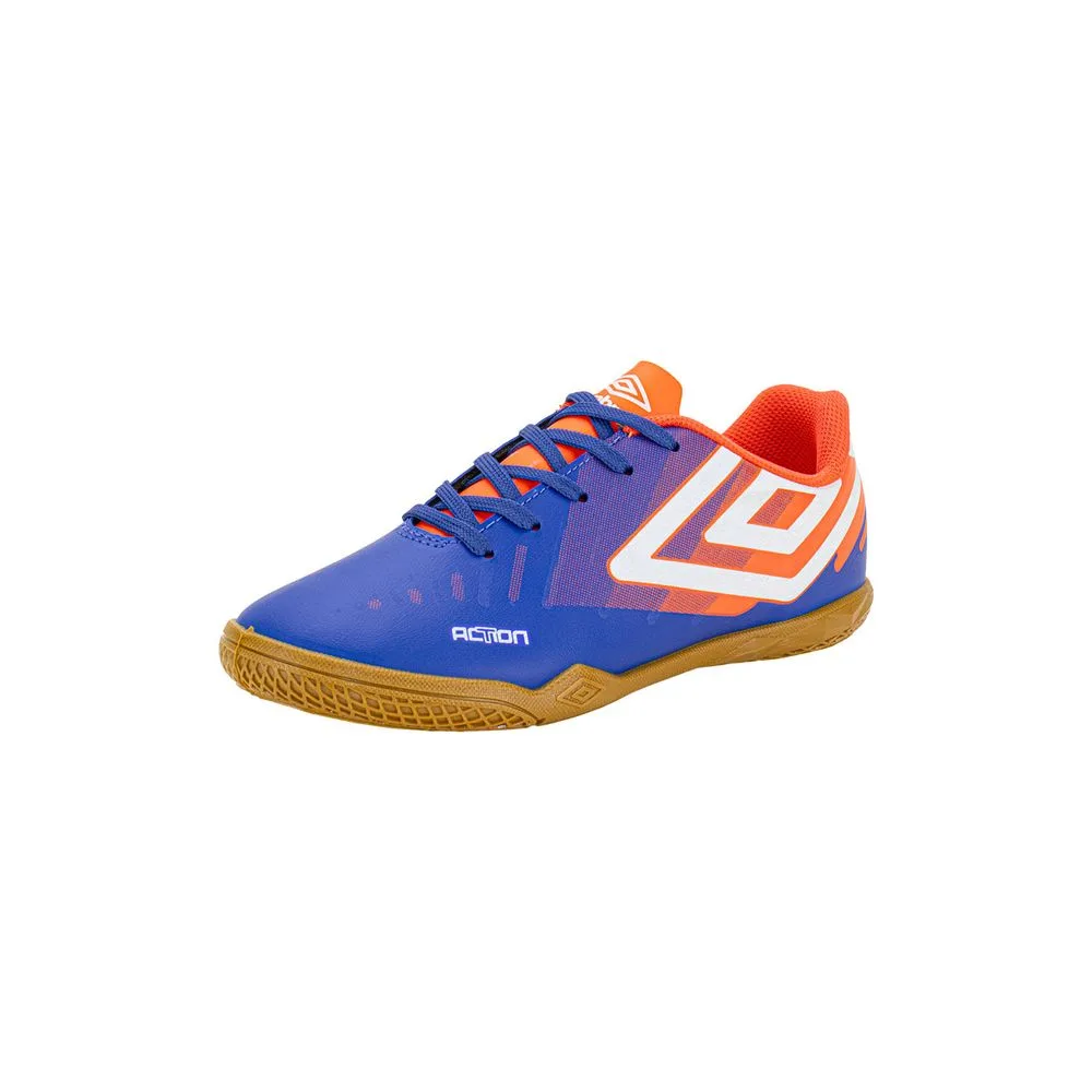 Chuteira Infantil Indoor Action Jr Umbro U07FB00285 AZUL/LARANJA 32