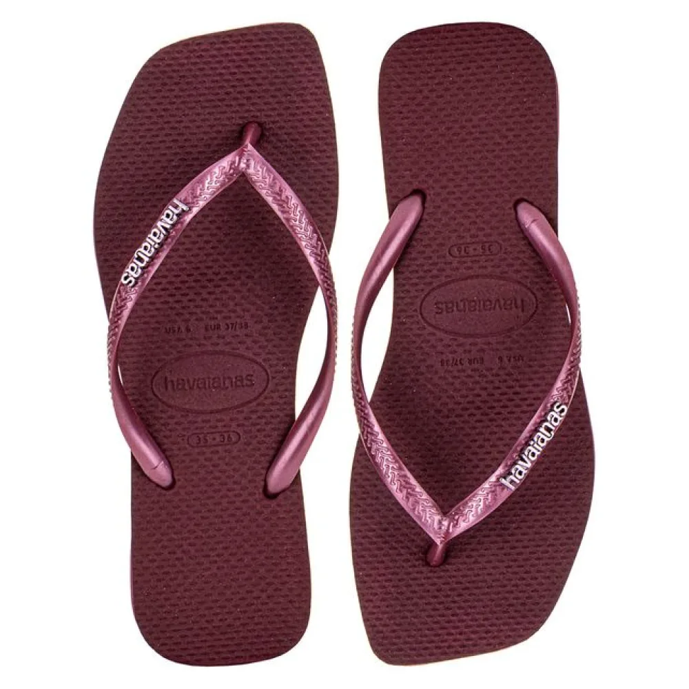 Chinelo Feminino Slim Square Logo Metallic Havaianas - 4148257 VINHO 33/34