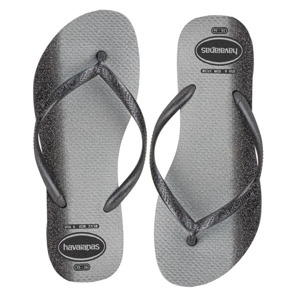 Chinelo Feminino Slim Gloss Havaianas 4145617 PRETO/CINZA 33/34