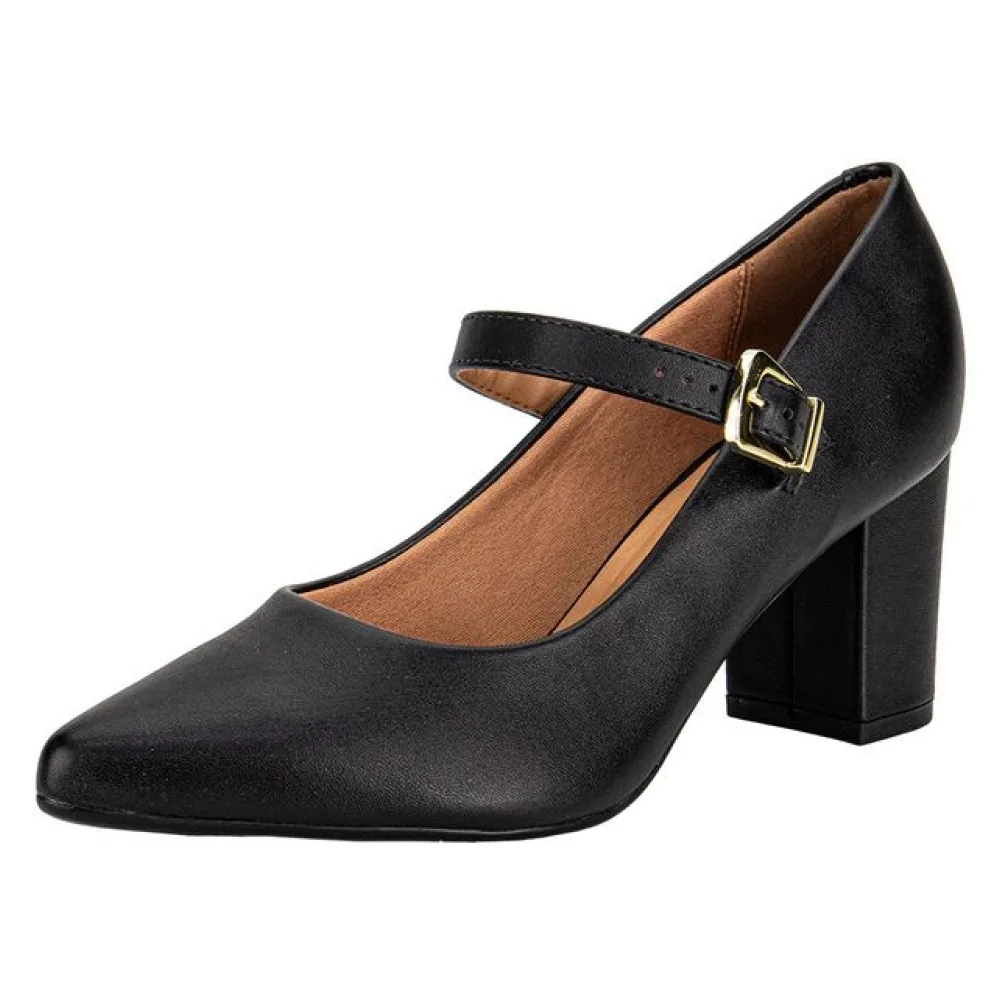 Sapato Feminino Salto Grosso Vizzano 1290532 PRETO 34