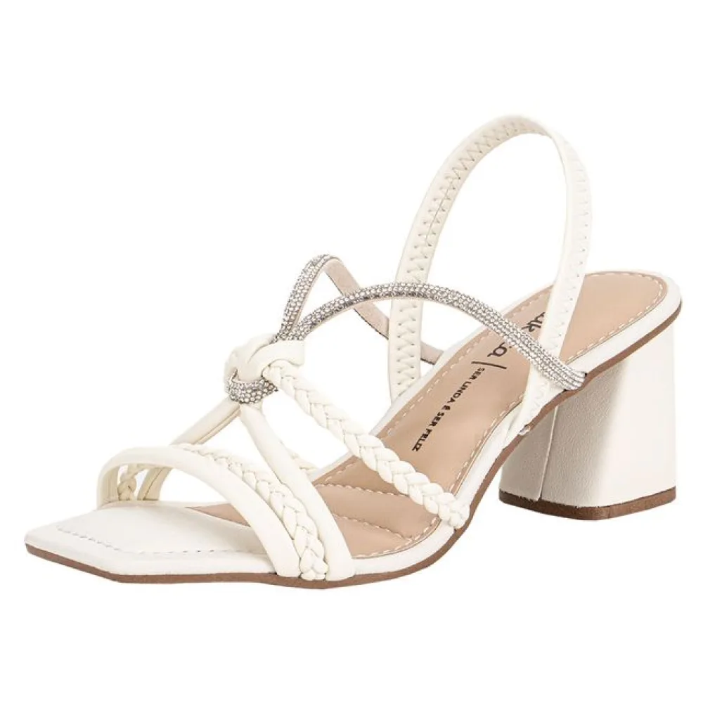 Sandália Feminina Salto Grosso Dakota Y9761 BRANCO/OFF 34