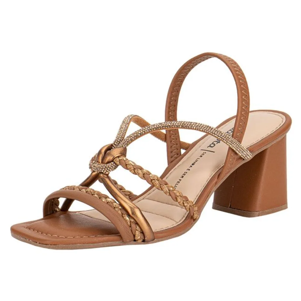 Sandália Feminina Salto Grosso Dakota Y9761 CARAMELO 35
