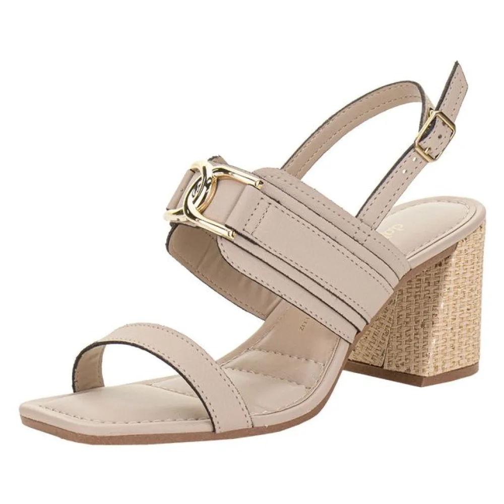 Sandália Feminina Salto Grosso Dakota Y8284 BEGE 35