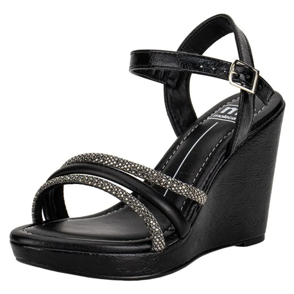 Sandália Feminina Anabela Moleca 54111505 PRETO/CINZA 34