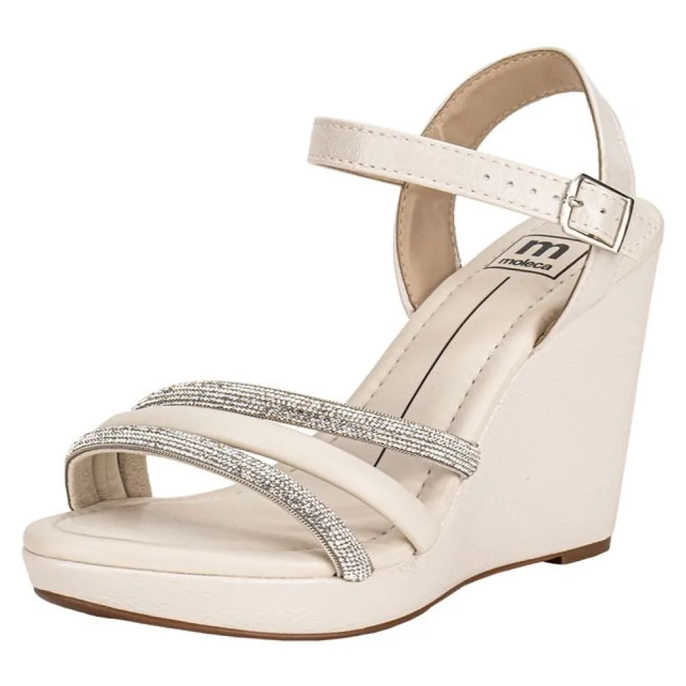 Sandália Feminina Anabela Moleca 54111505 MARFIM 37
