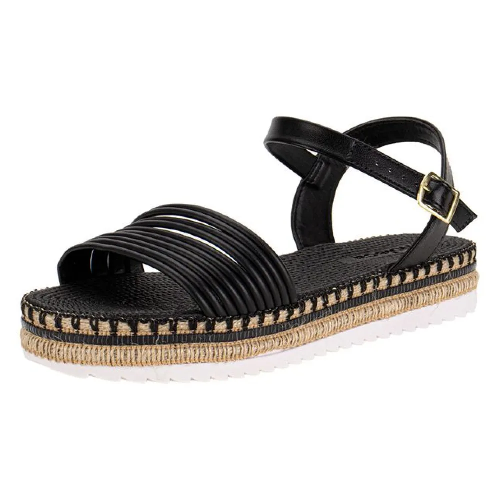 Sandália Feminina Flat Moleca 5447523 PRETO 35