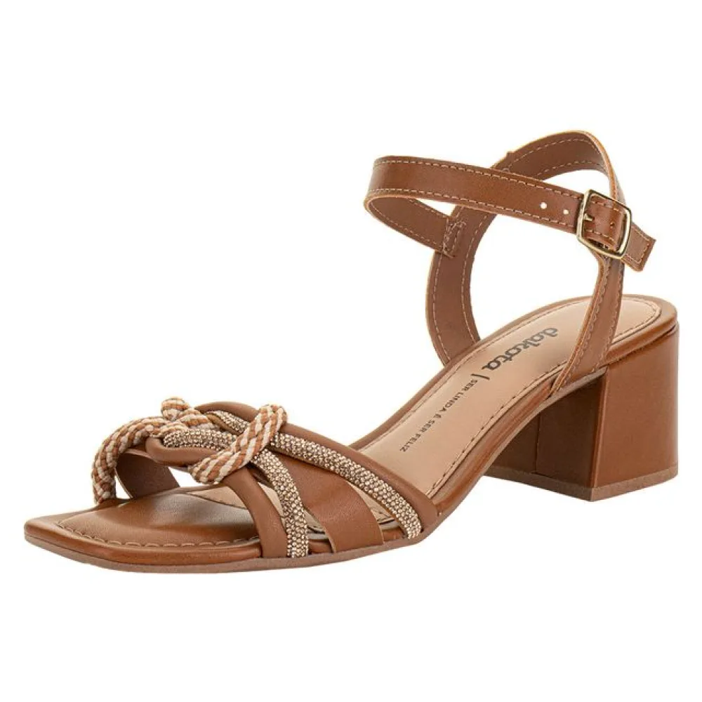 Sandália Feminina Salto Grosso Dakota Y9583 CARAMELO 34