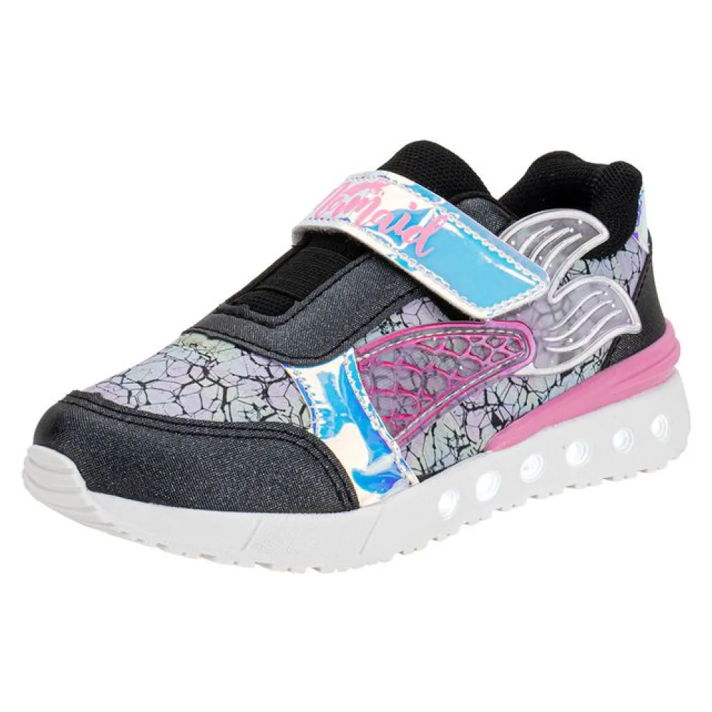 Tênis Infantil Feminino Led Minipé MP2511 PRETO/ROSA 25