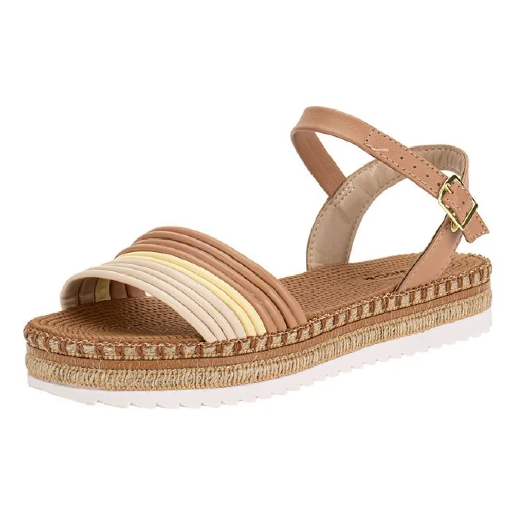 Sandália Feminina Flat Moleca 5447523 CAMEL 35