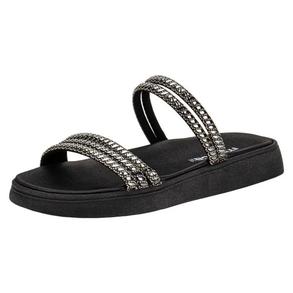 Tamanco Feminino Flat Moleca 5469135 PRETO/CINZA 34