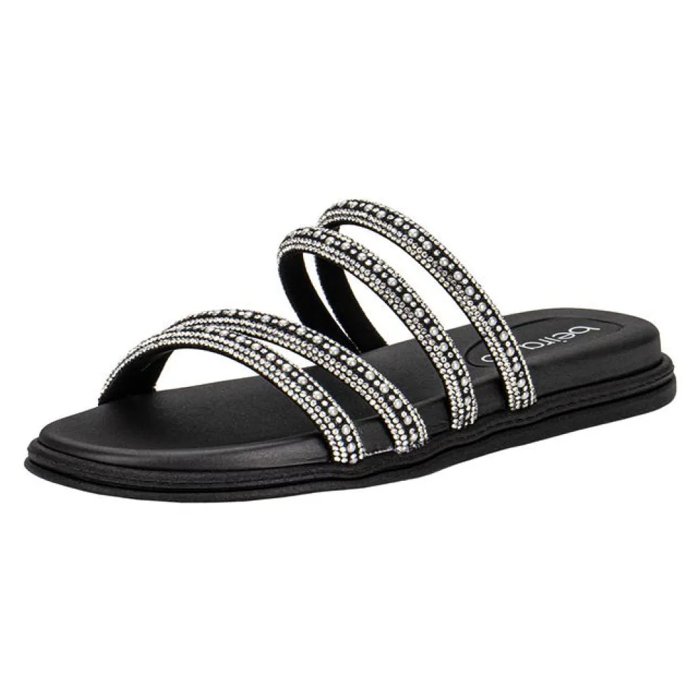 Tamanco Feminino Flat Beira Rio 8488125 PRETO/PRATA 34