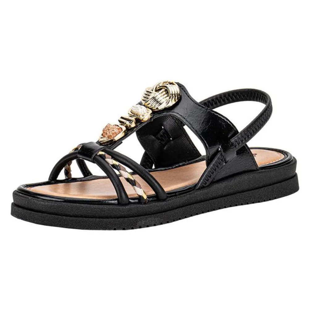Sandália Feminina Flat Mississipi J0221 PRETO 34
