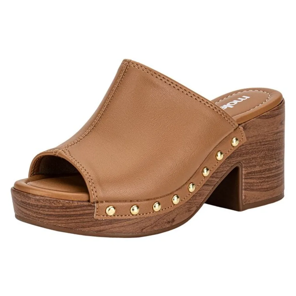 Tamanco Feminino Salto Grosso Moleca 5549107 CAMEL 34