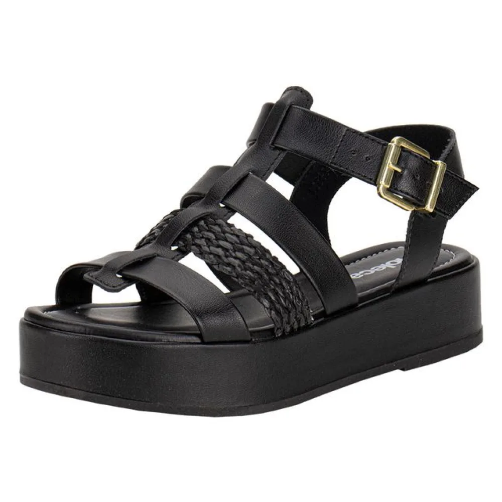 Sandália Feminina Flat Moleca 5553102 PRETO 34