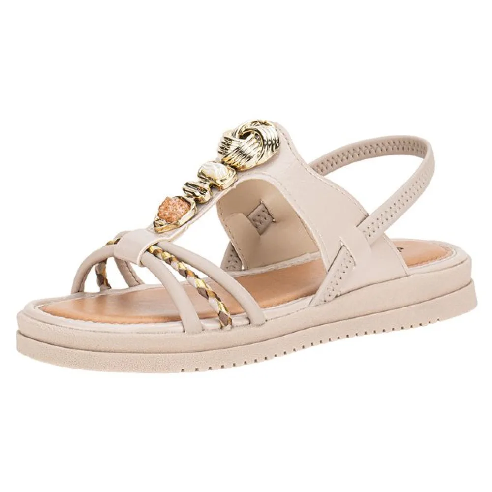 Sandália Feminina Flat Mississipi J0221 BEGE 34