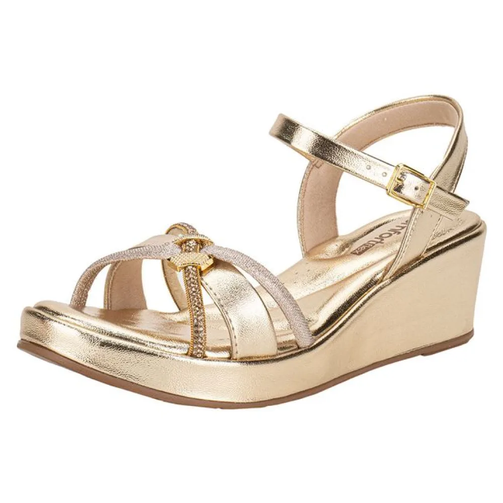 Sandália Feminina Anabela ComfortFlex 2553406 OURO 36