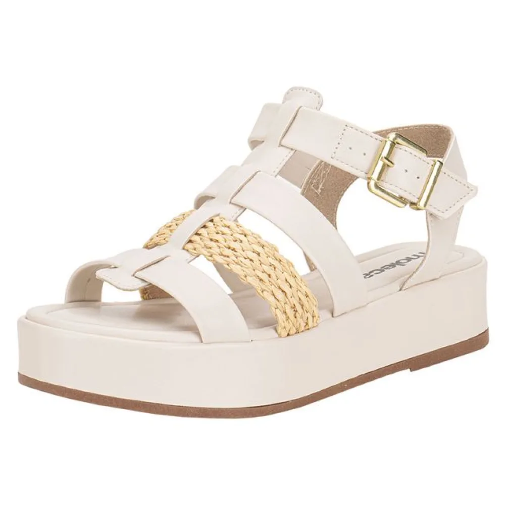Sandália Feminina Flat Moleca 5553102 BRANCO/OFF 37