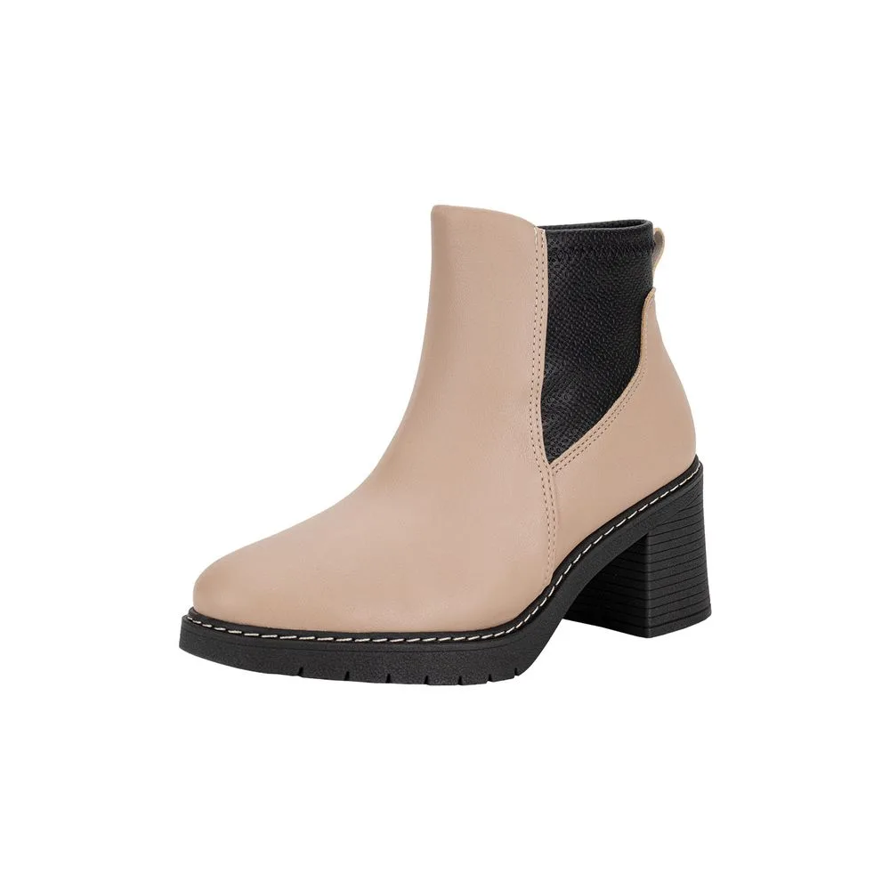 Bota Feminina Cano Baixo Piccadilly 769001 BEGE/PRETO 34