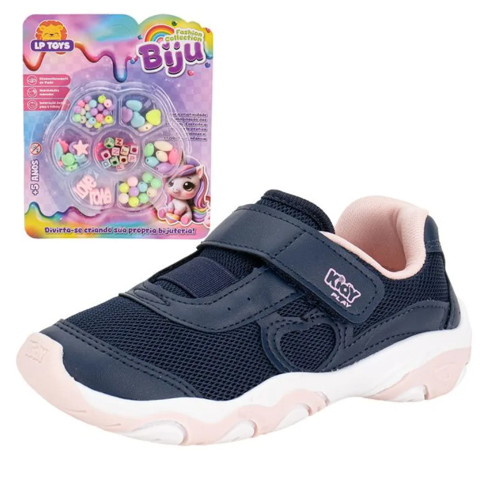 Tênis Infantil Feminino Play Kidy 0071829 AZUL/ROSA 27