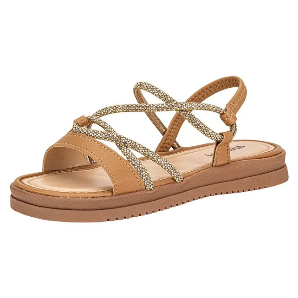 Sandália Feminina Flat Mississipi MF031 CAMEL 34