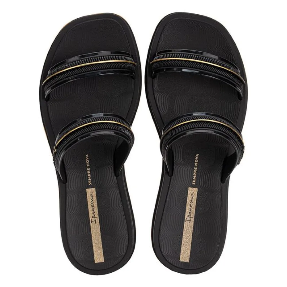 Chinelo Feminino Slide Glow Ipanema 27400 PRETO/DOURADO 33/34