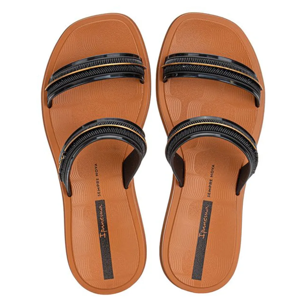 Chinelo Feminino Slide Glow Ipanema 27400 PRETO/CARAMELO 33/34