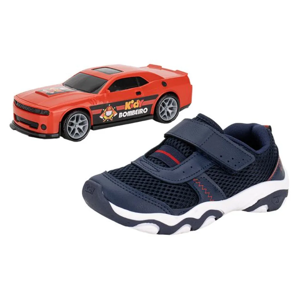 Kit Tênis Infantil Play Respitec + Carrinho Kidy 0070826 MARINHO/VERMELHO 26