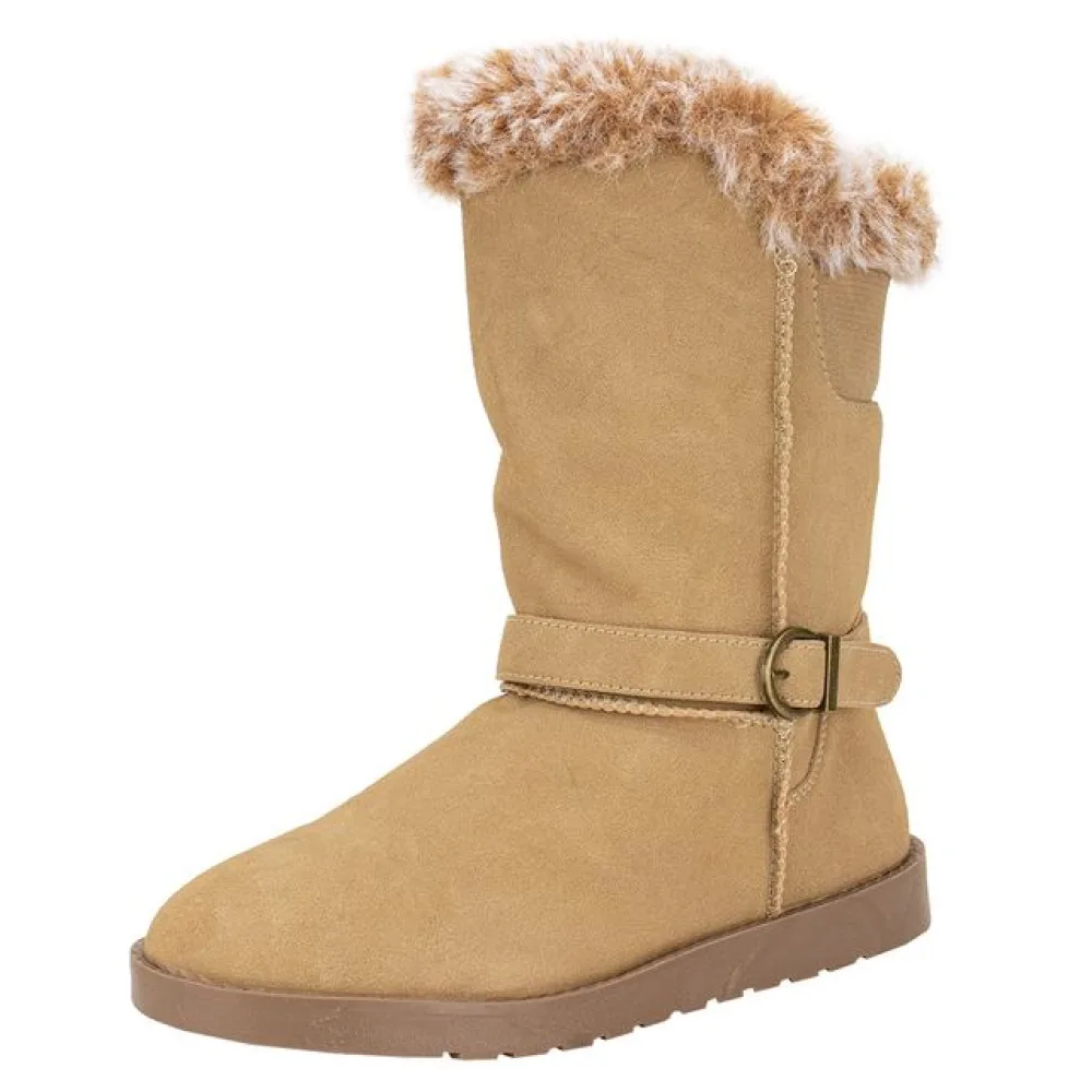 Bota Feminina Cano Médio Mooncity 70808 BEGE 34