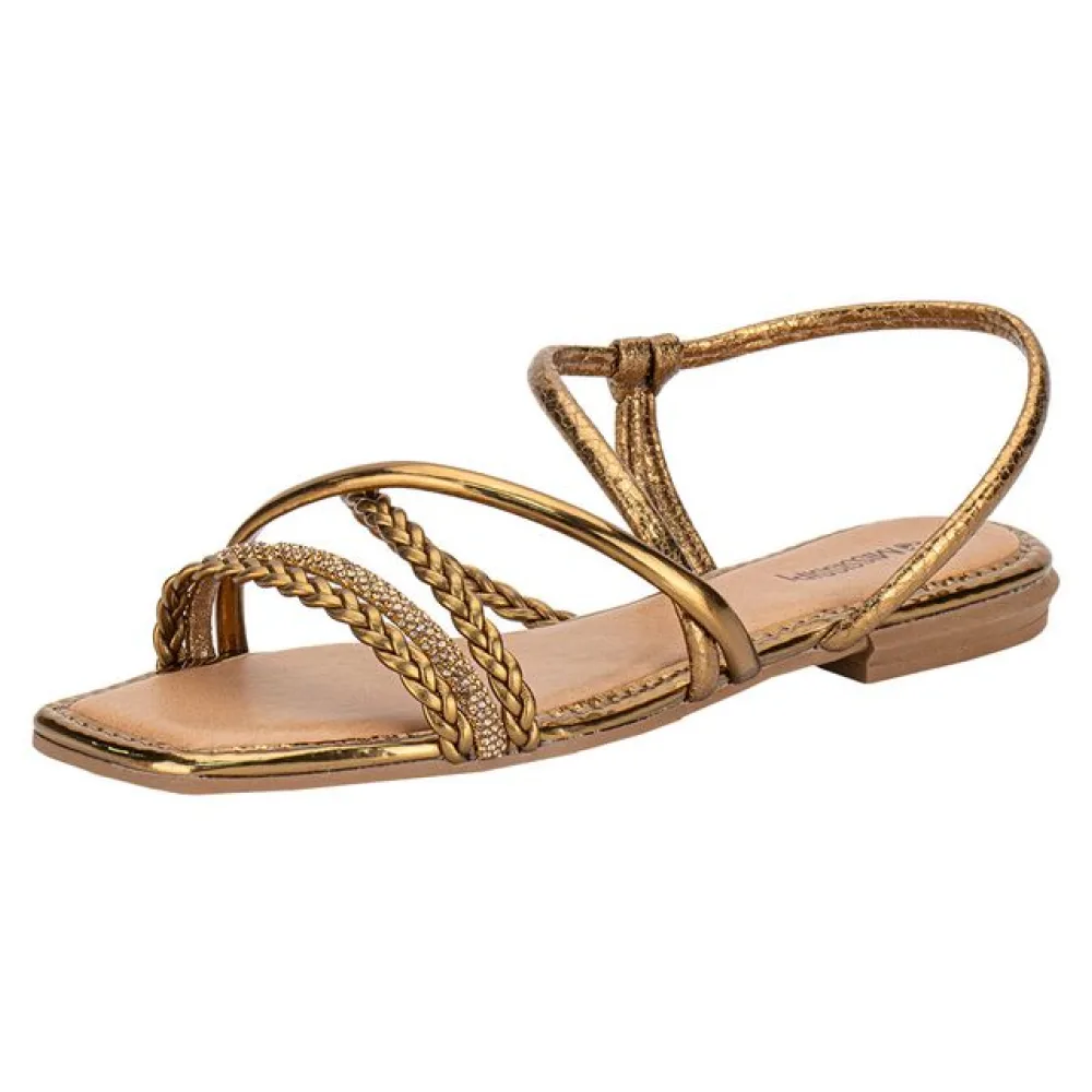 Sandália Feminina Flat Mississipi J0661 BRONZE 34