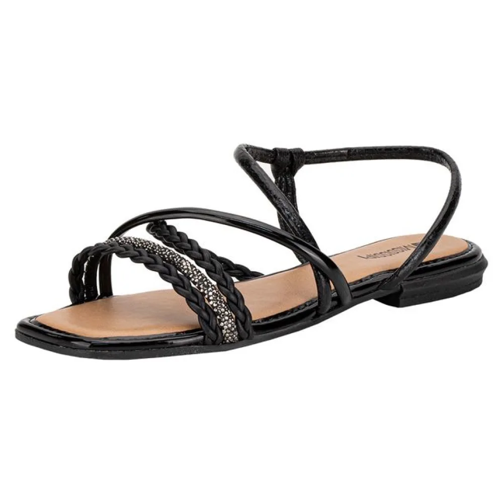 Sandália Feminina Flat Mississipi J0661 VERNIZ/PRETO 34